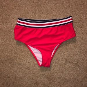 Striped High-waisted Bikini Bottoms
